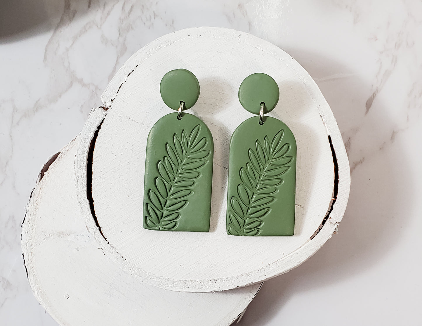 Green Leaf Boho Dangle Earrings