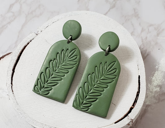 Green Leaf Boho Dangle Earrings