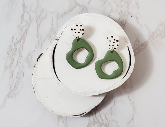 Green Abstract Dangle Earrings