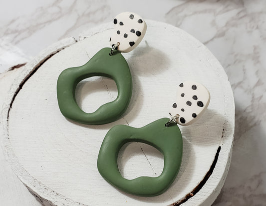 Green Abstract Dangle Earrings