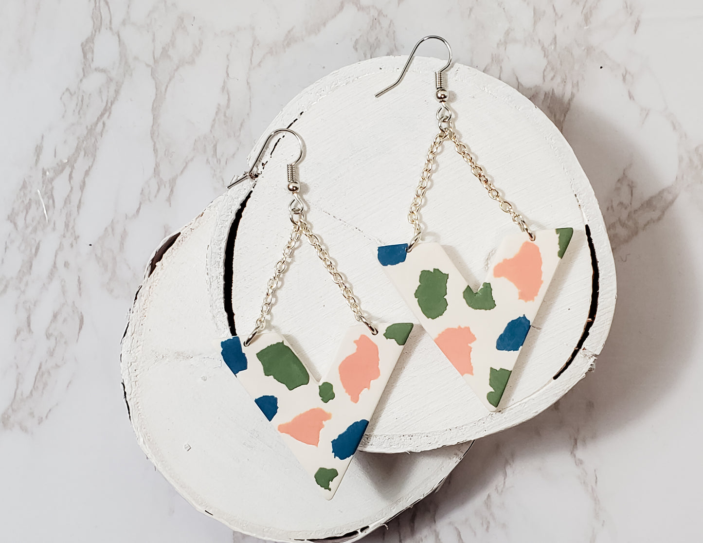 Terrazzo V-Shape Dangle Earrings