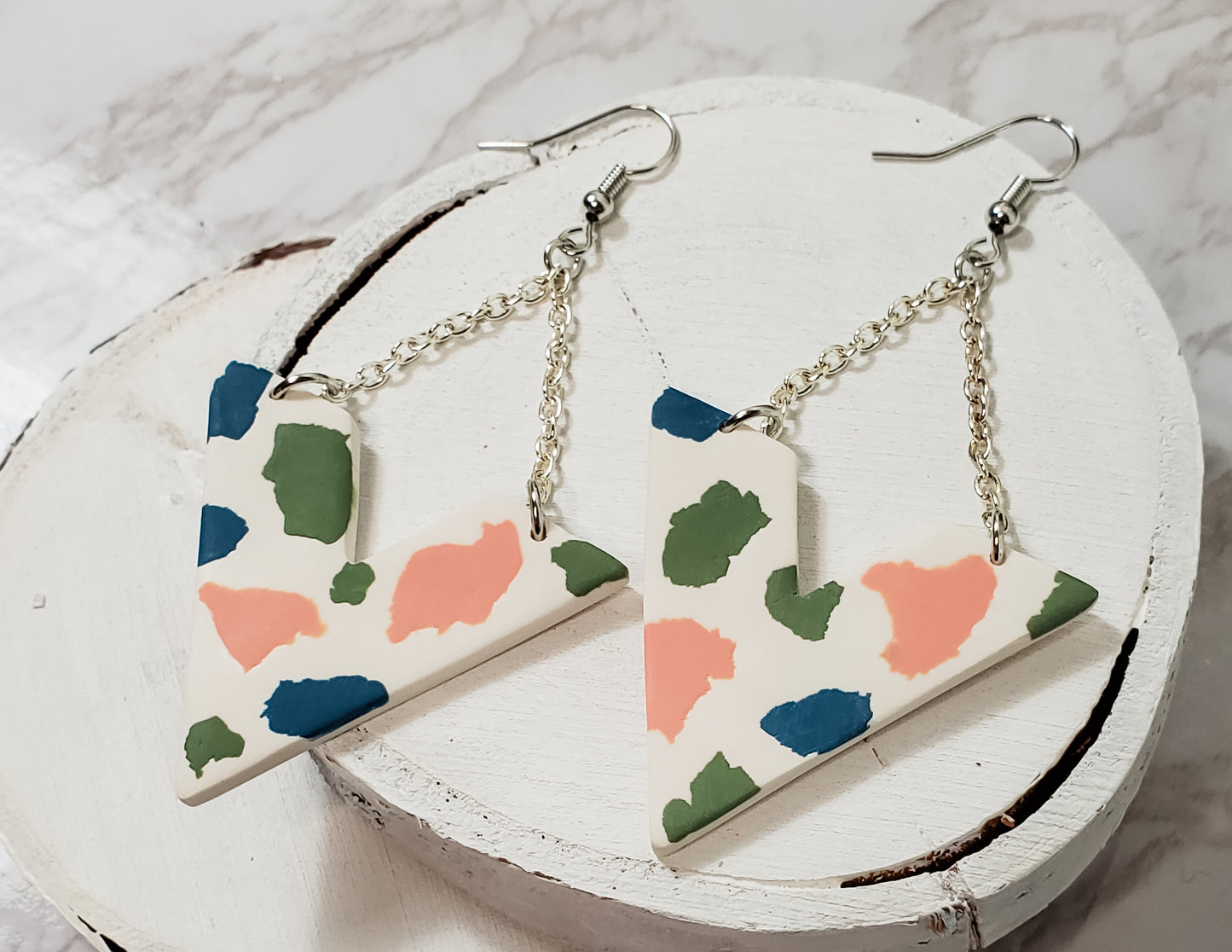 Terrazzo V-Shape Dangle Earrings