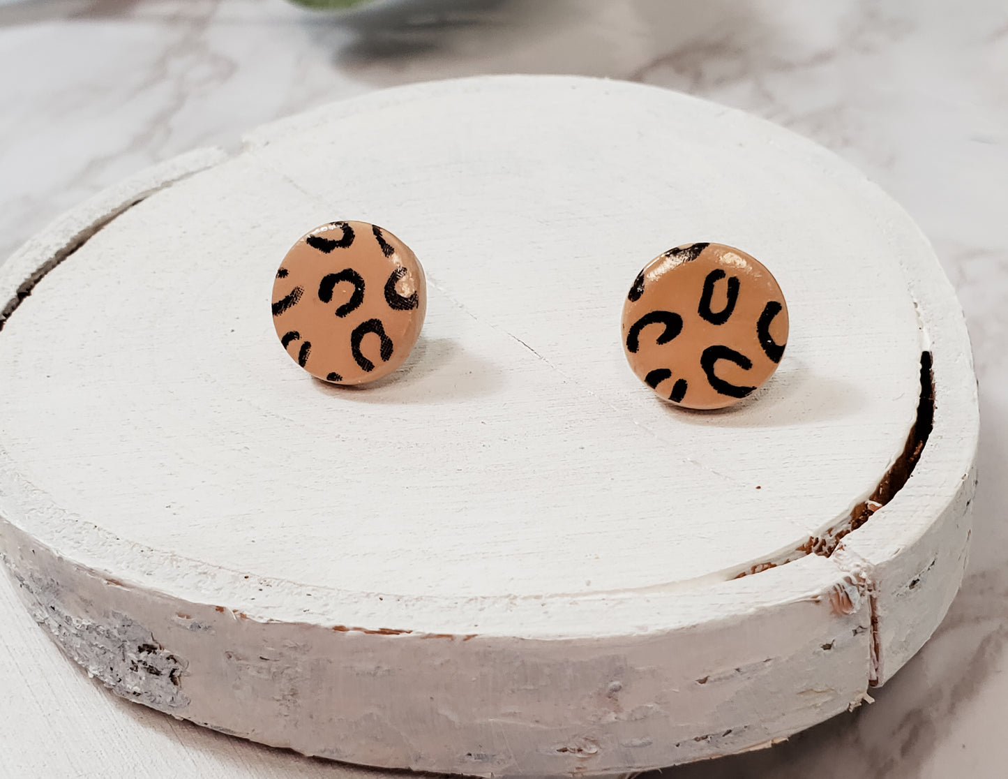 Leopard Circle Stud Earrings