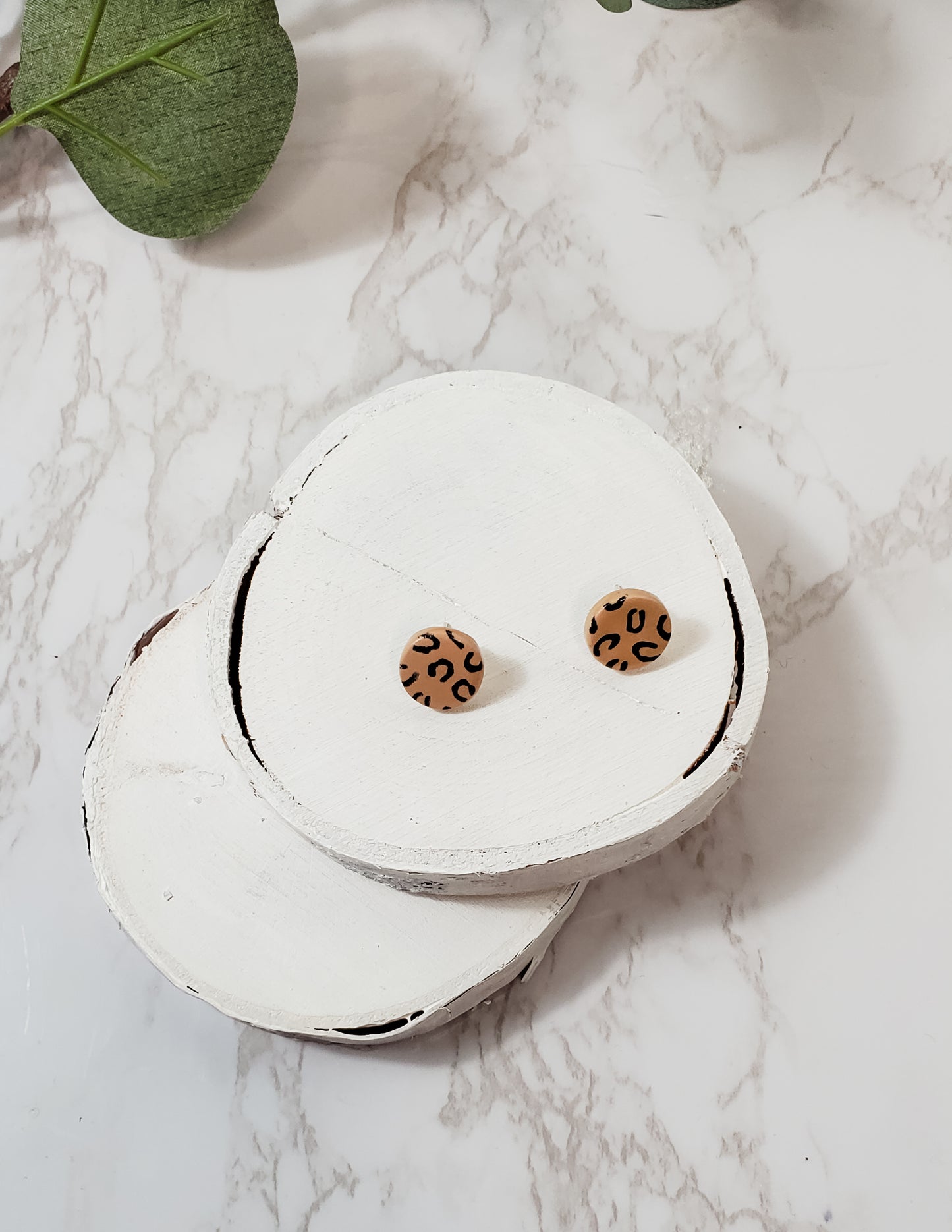 Leopard Circle Stud Earrings