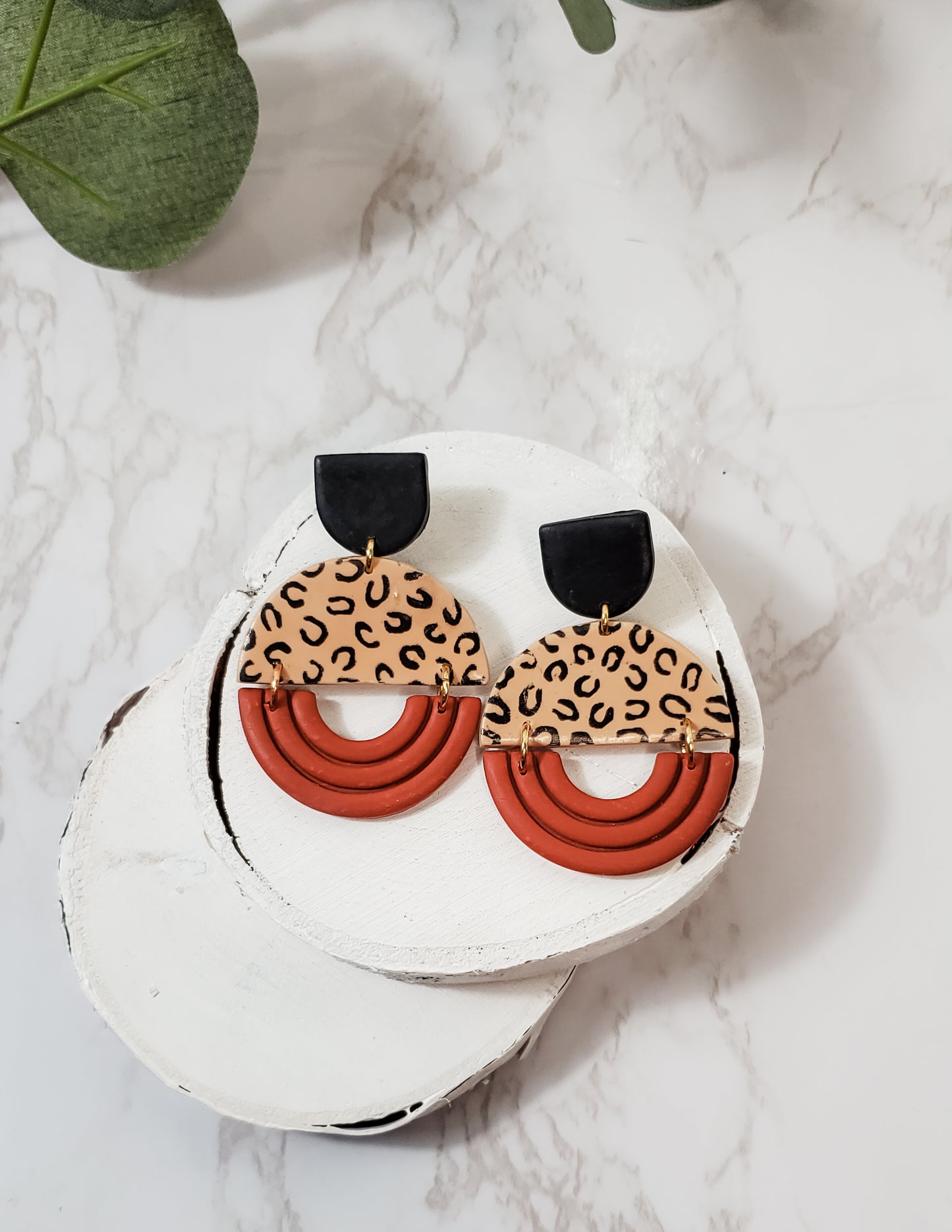 Leopard Circle Dangle Earrings