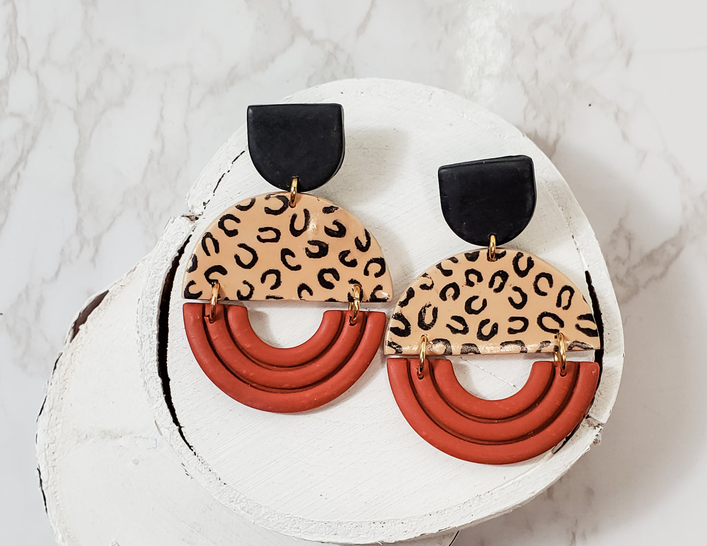 Leopard Circle Dangle Earrings