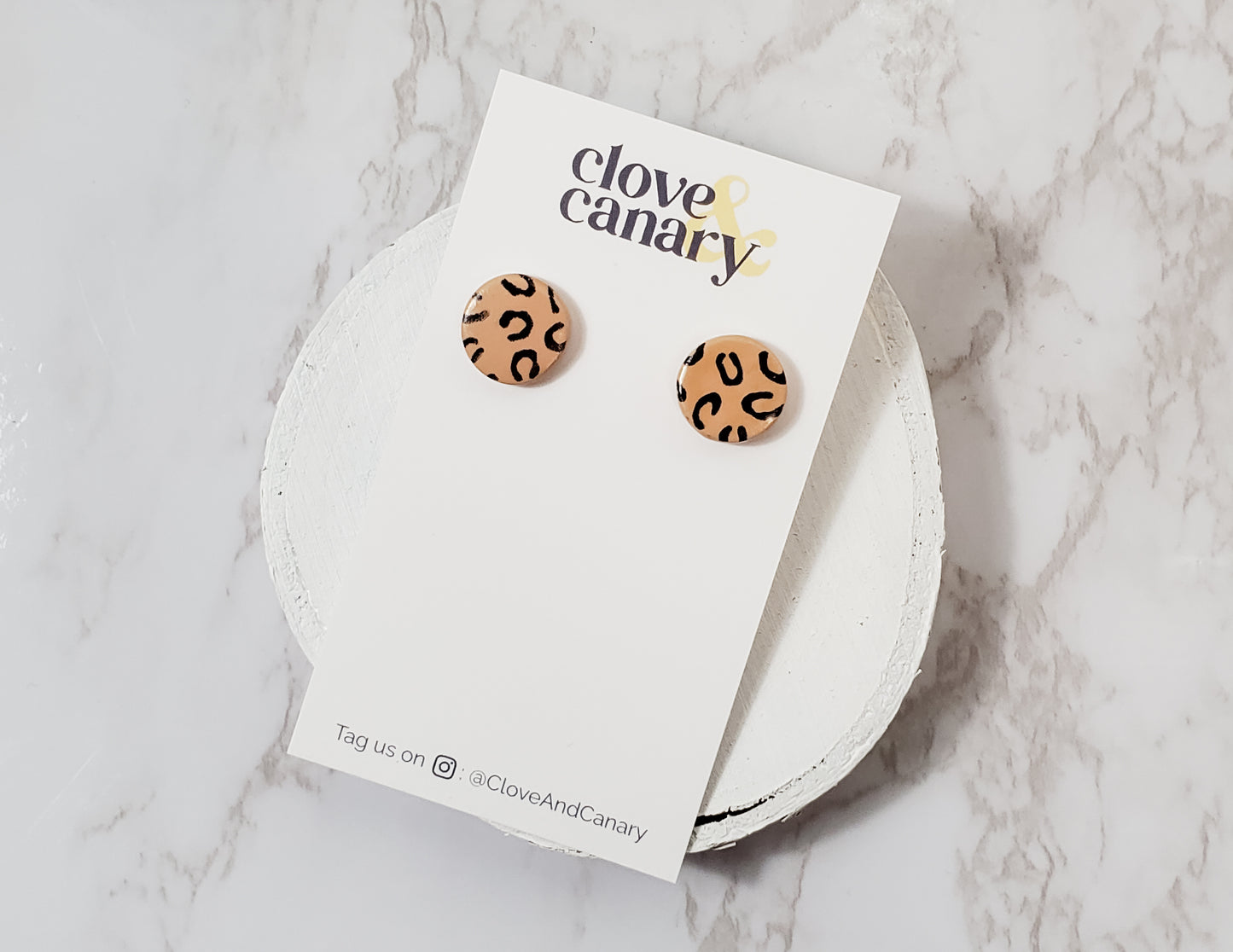 Leopard Circle Stud Earrings