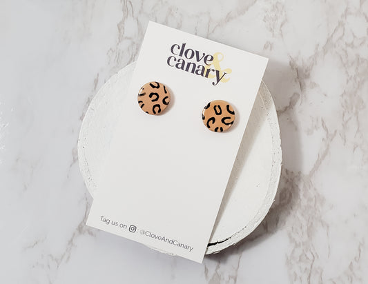 Leopard Circle Stud Earrings