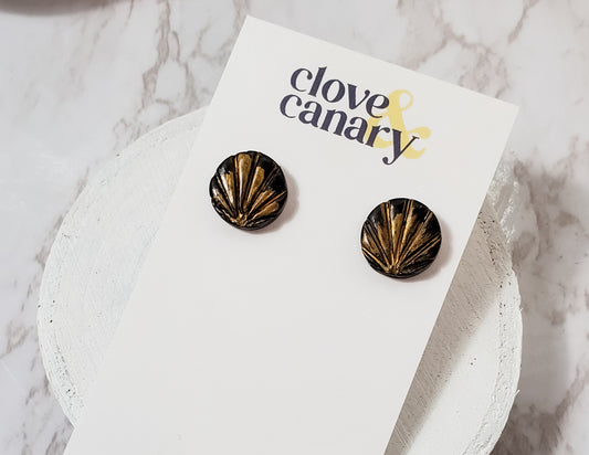 Golden Rays Circle Stud Earrings