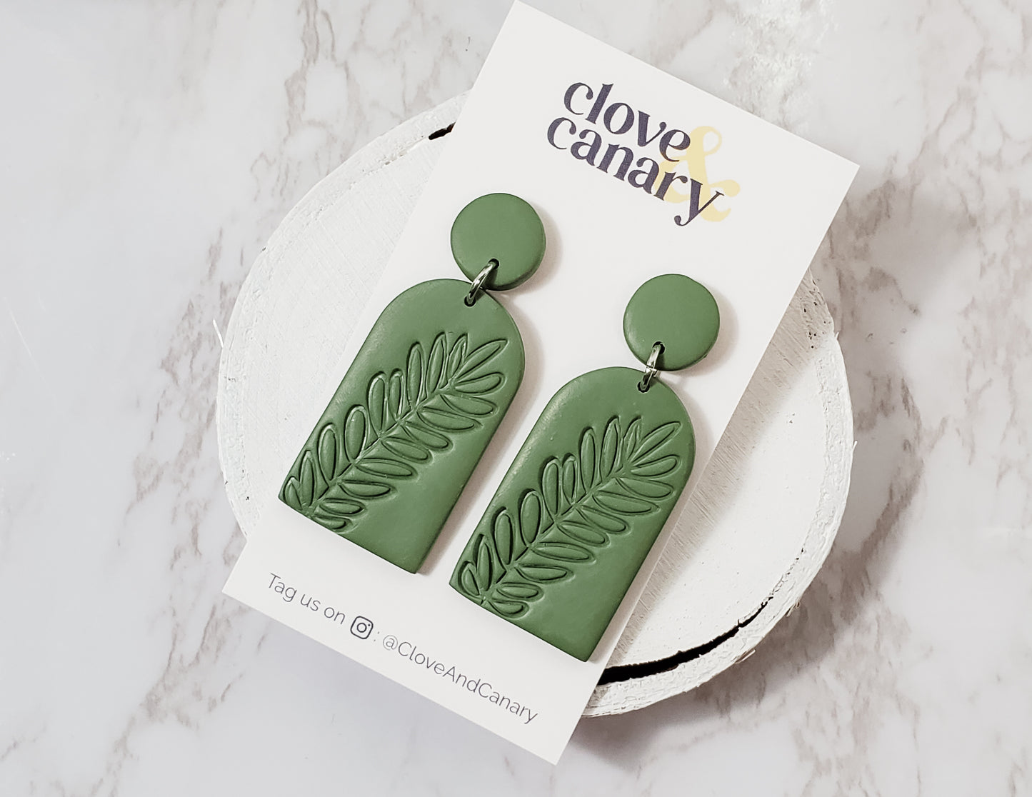 Green Leaf Boho Dangle Earrings