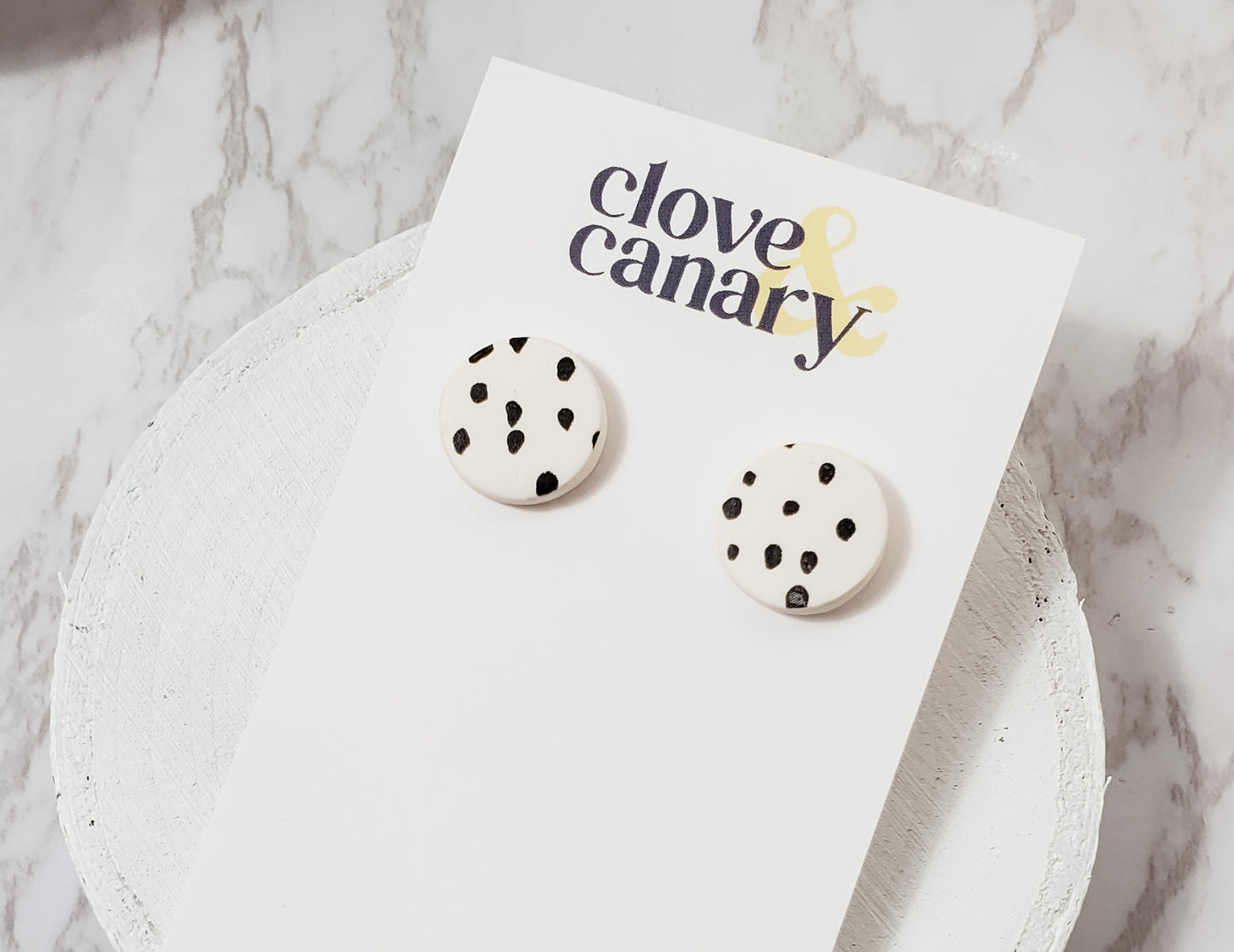 Black Dotted Circle Stud Earrings