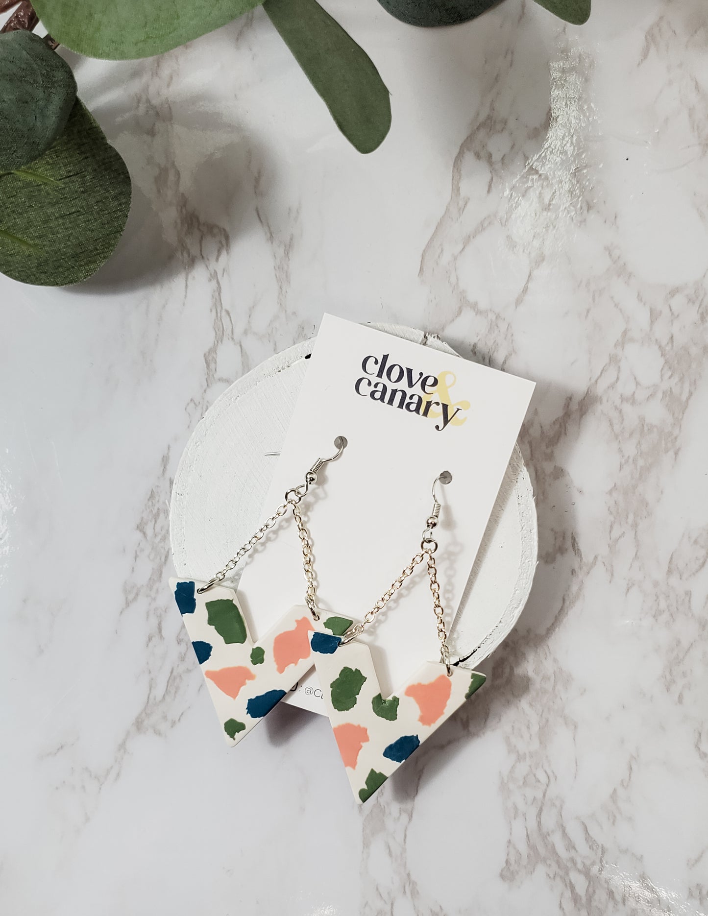 Terrazzo V-Shape Dangle Earrings