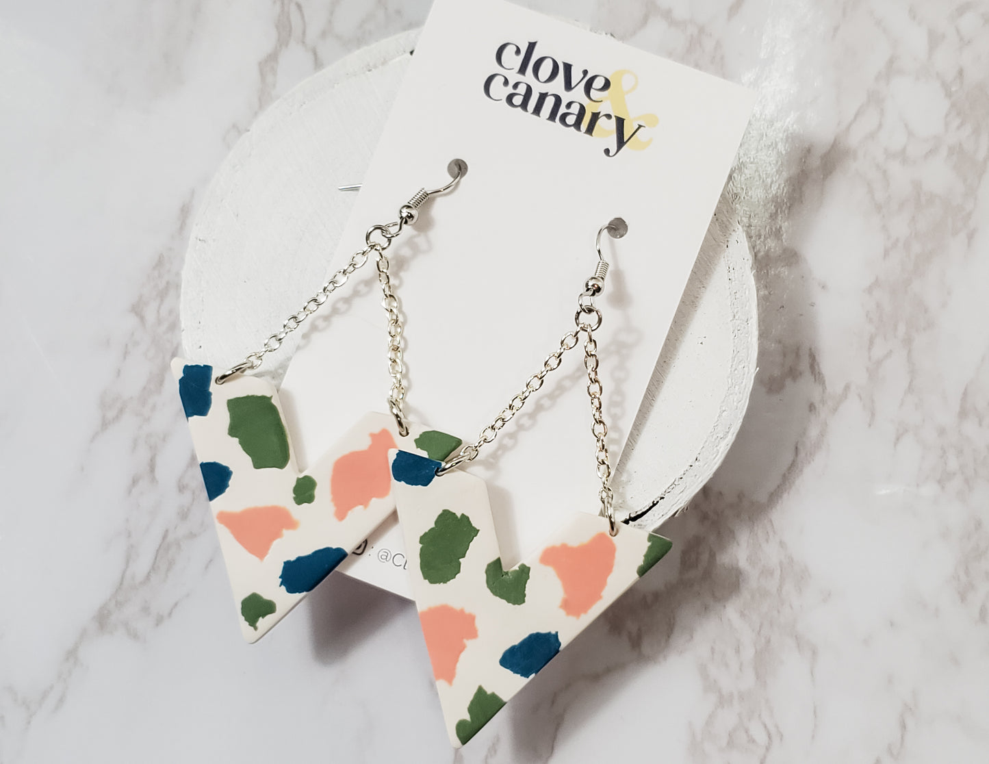 Terrazzo V-Shape Dangle Earrings