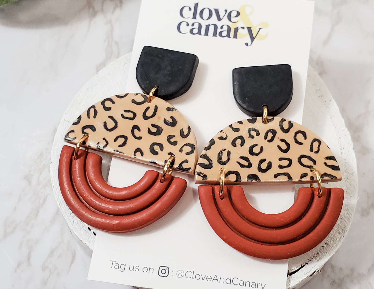 Leopard Circle Dangle Earrings