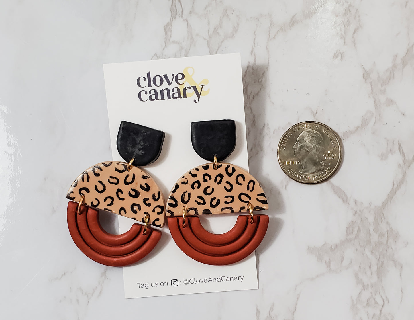 Leopard Circle Dangle Earrings