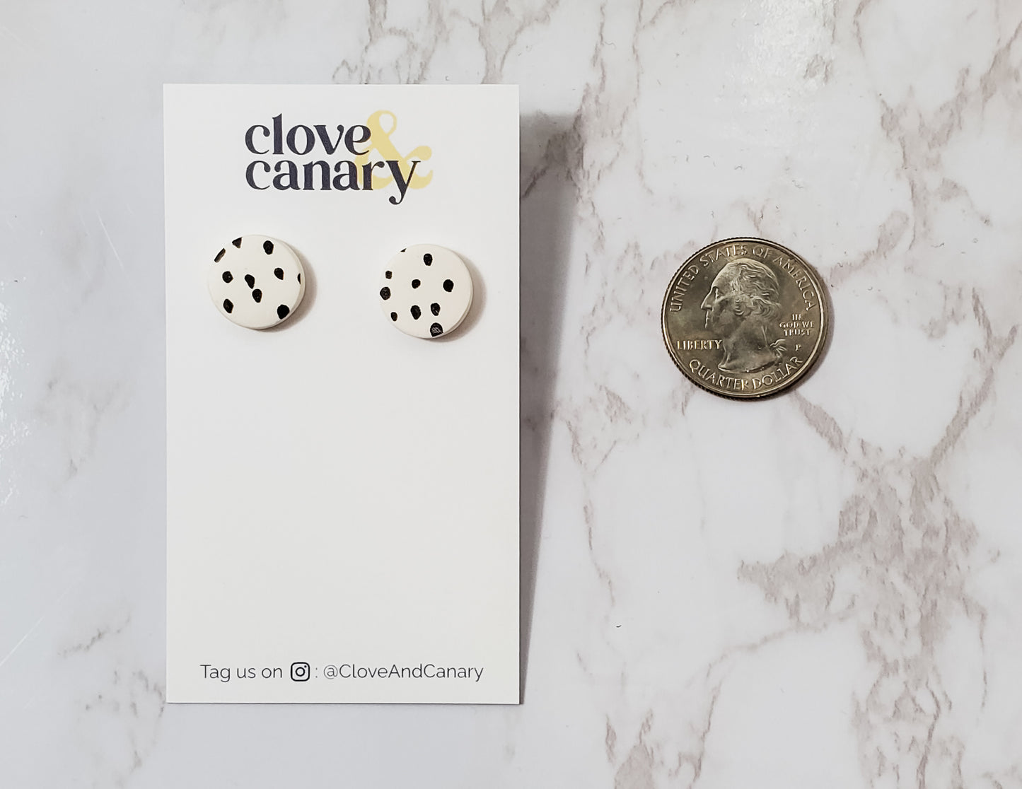 Black Dotted Circle Stud Earrings