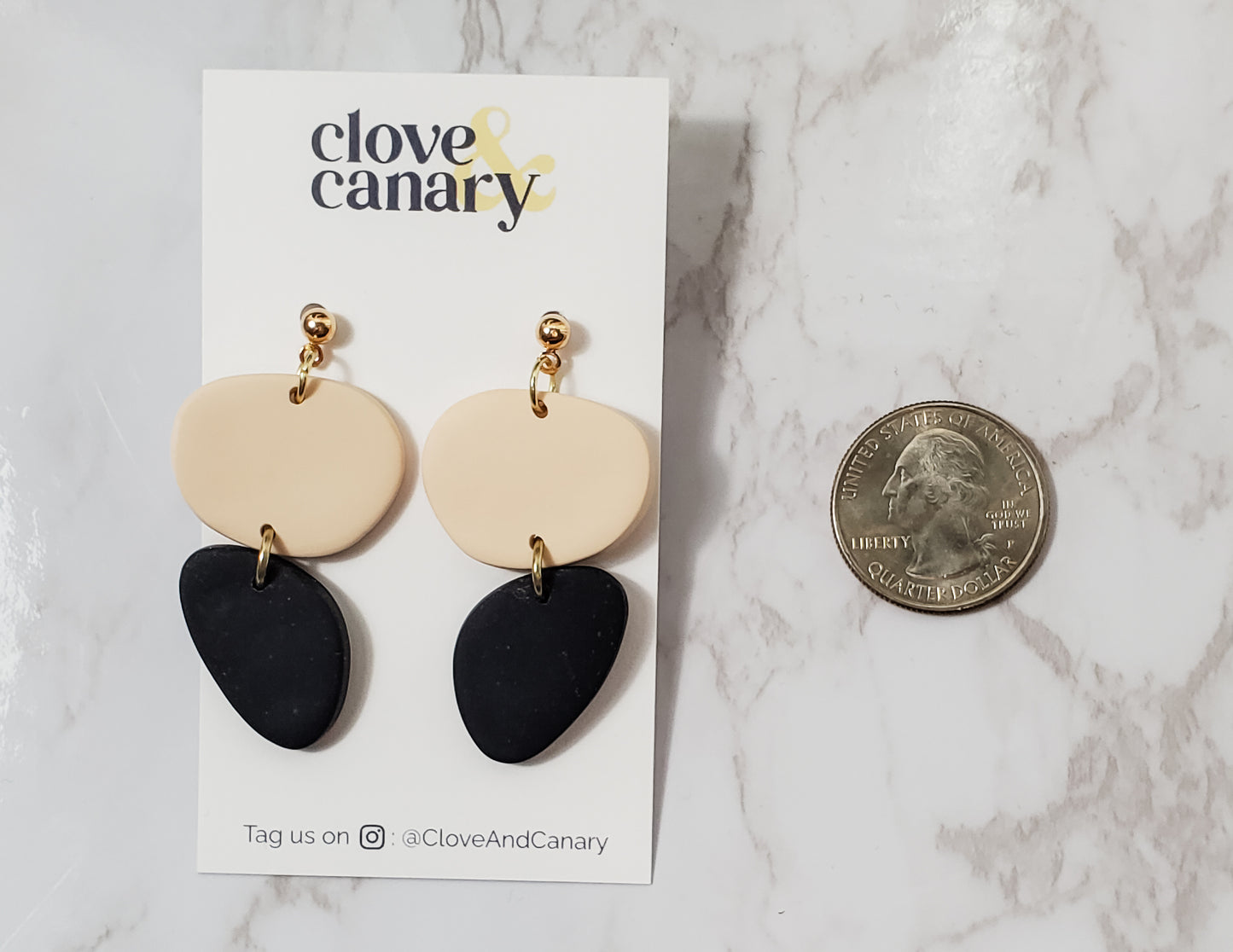 Black & Beige Irregular Dangle Earrings