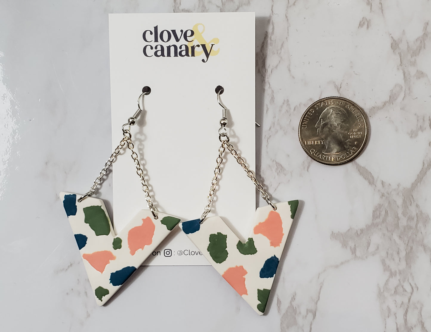 Terrazzo V-Shape Dangle Earrings