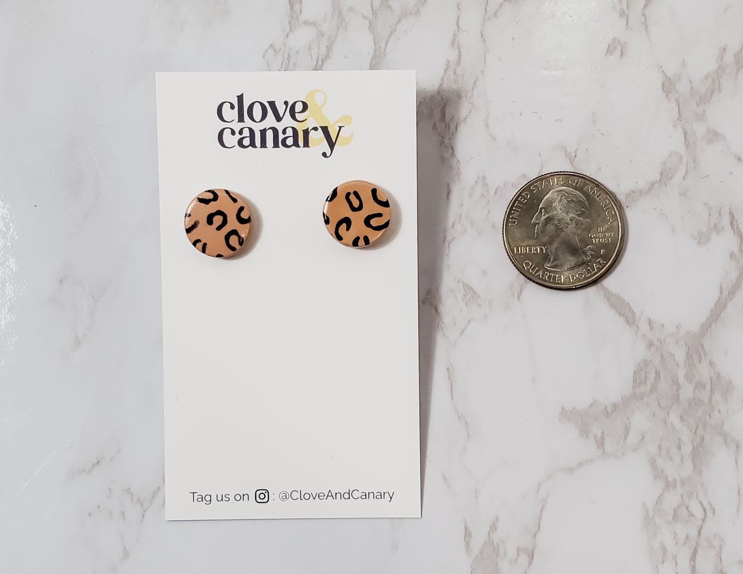 Leopard Circle Stud Earrings