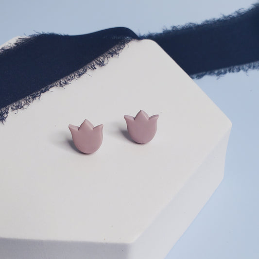 Purple Tulip Stud Earrings